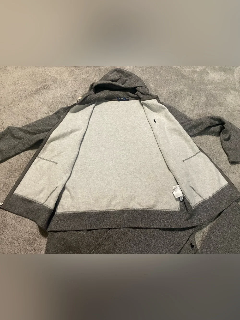 Polo Ralph Lauren Gray Track Suit Men’s XXL Zip Up Sweatshirt Jogger Pants